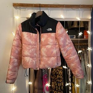 The North Face Cropped Saikuru jacket in pink tie dye, Size Small (S)
